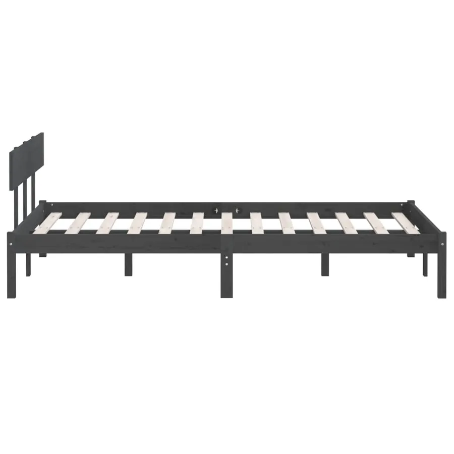 Cadre de lit sans matelas bois massif gris 200x200 cm - 5