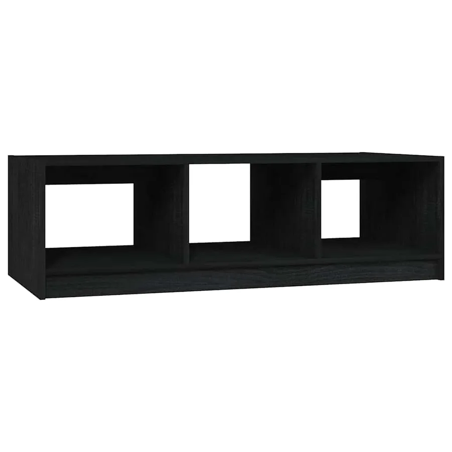 Table basse noir 110x50x34 cm bois de pin massif - 2