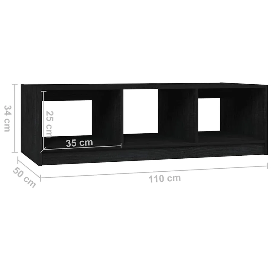 Table basse noir 110x50x34 cm bois de pin massif - 8