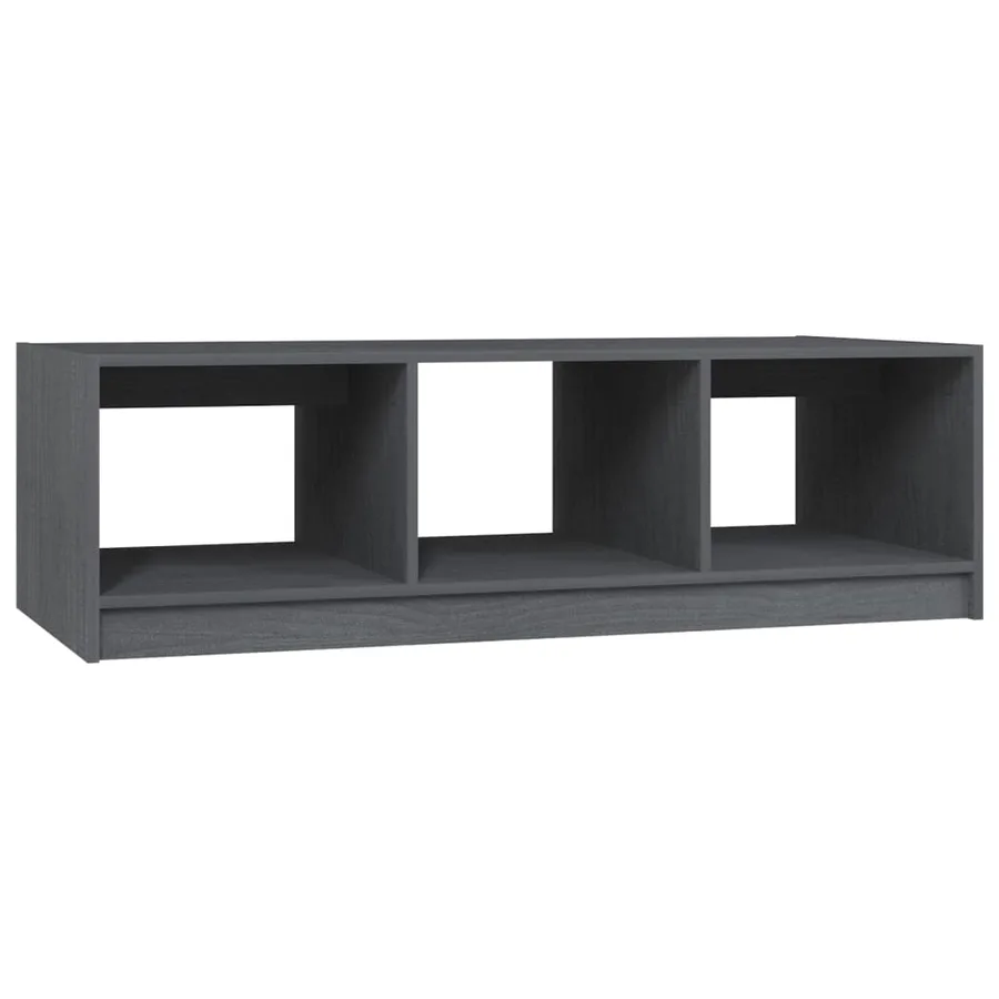 Table basse gris 110x50x34 cm bois de pin massif - 2