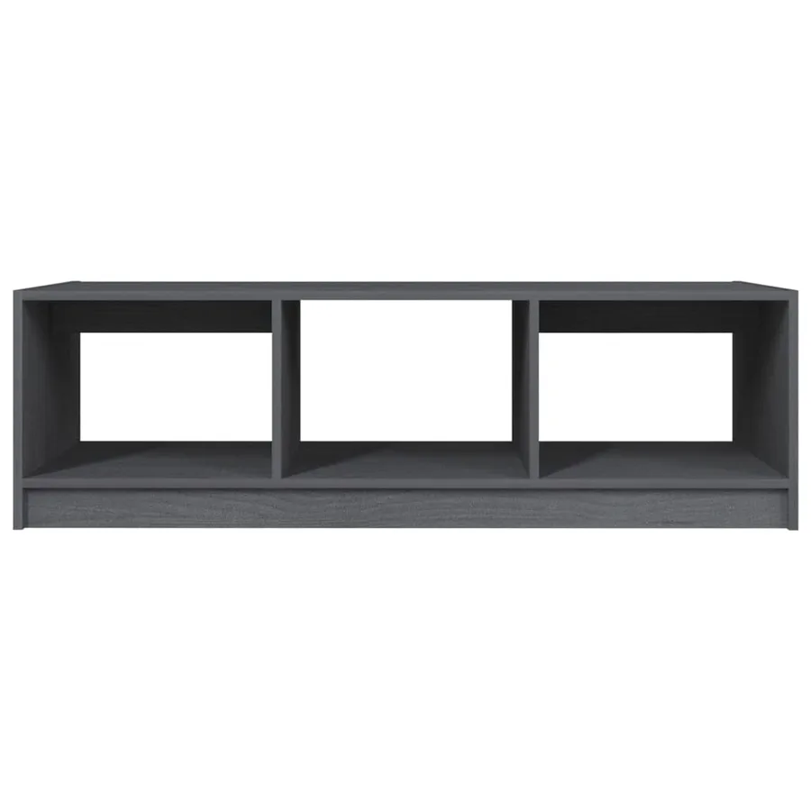Table basse gris 110x50x34 cm bois de pin massif - 5