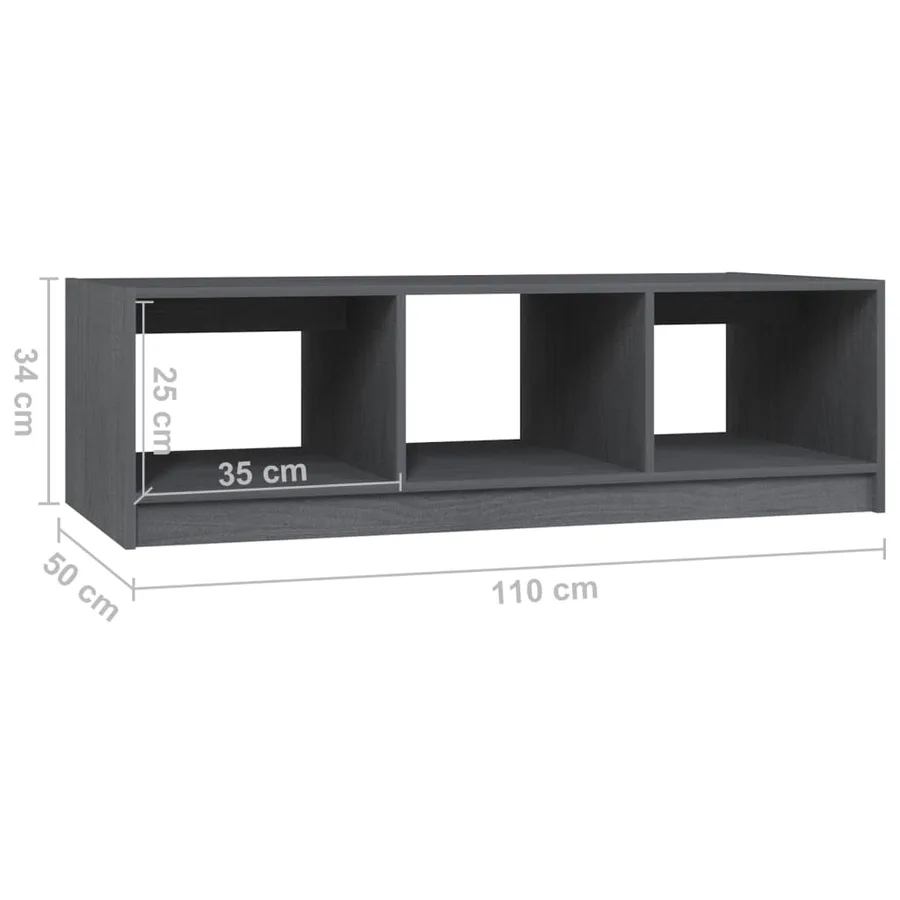 Table basse gris 110x50x34 cm bois de pin massif - 8