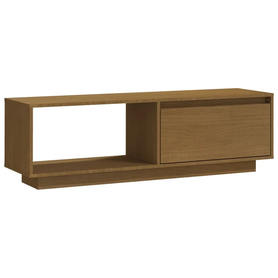 Meuble TV Marron miel 110x30x33,5 cm Bois de pin massif - 2