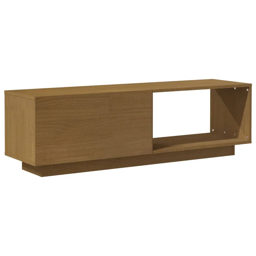 Meuble TV Marron miel 110x30x33,5 cm Bois de pin massif - 6