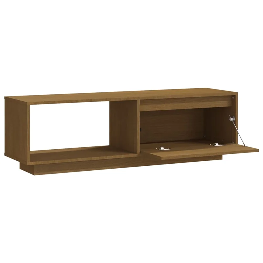 Meuble TV Marron miel 110x30x33,5 cm Bois de pin massif - 7