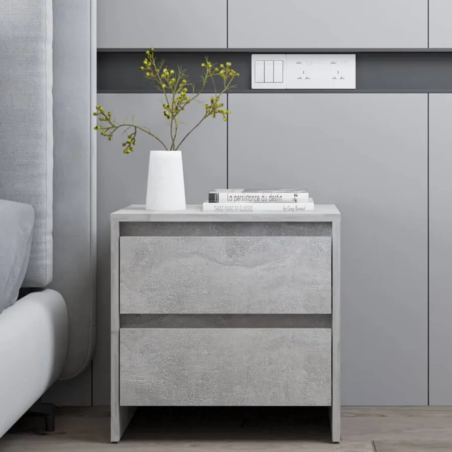 Table de chevet gris béton 45x34,5x44,5 cm bois d’ingénierie