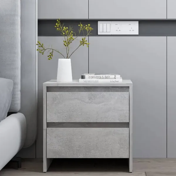 Table de chevet gris béton 45x34,5x44,5 cm bois d’ingénierie