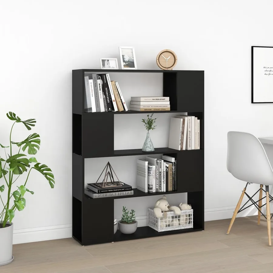 Bibliothèque/Séparateur de pièce Noir 100x24x124 cm - 3
