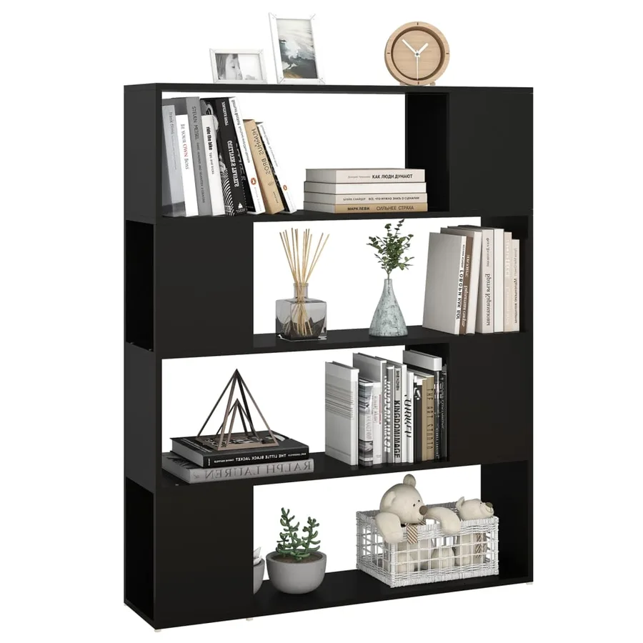 Bibliothèque/Séparateur de pièce Noir 100x24x124 cm - 4