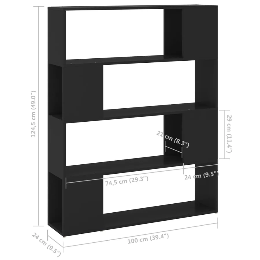 Bibliothèque/Séparateur de pièce Noir 100x24x124 cm - 7