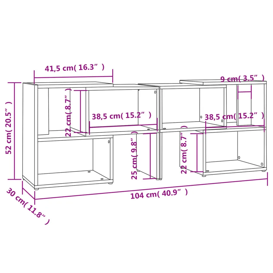 Meuble TV Gris brillant 104x30x52 cm Bois d'ingénierie - 7