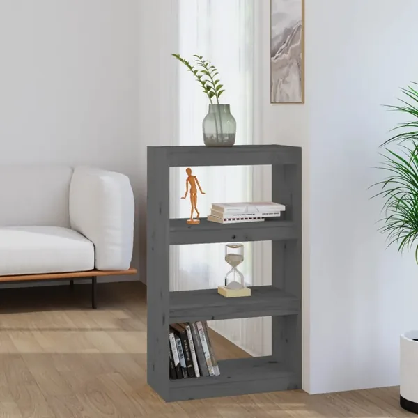 Bibliothèque/Séparateur de pièce Gris 60x30x103,5 cm Pin massif