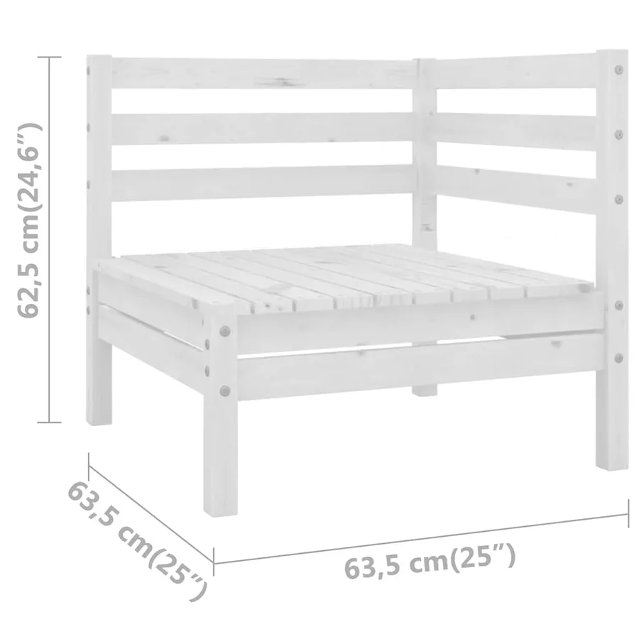 Salon de jardin 4 pcs Bois de pin massif Blanc - 14