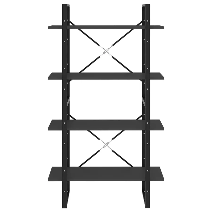 Bibliothèque à 4 niveaux gris 80x30x140 cm bois d'ingénierie - 5