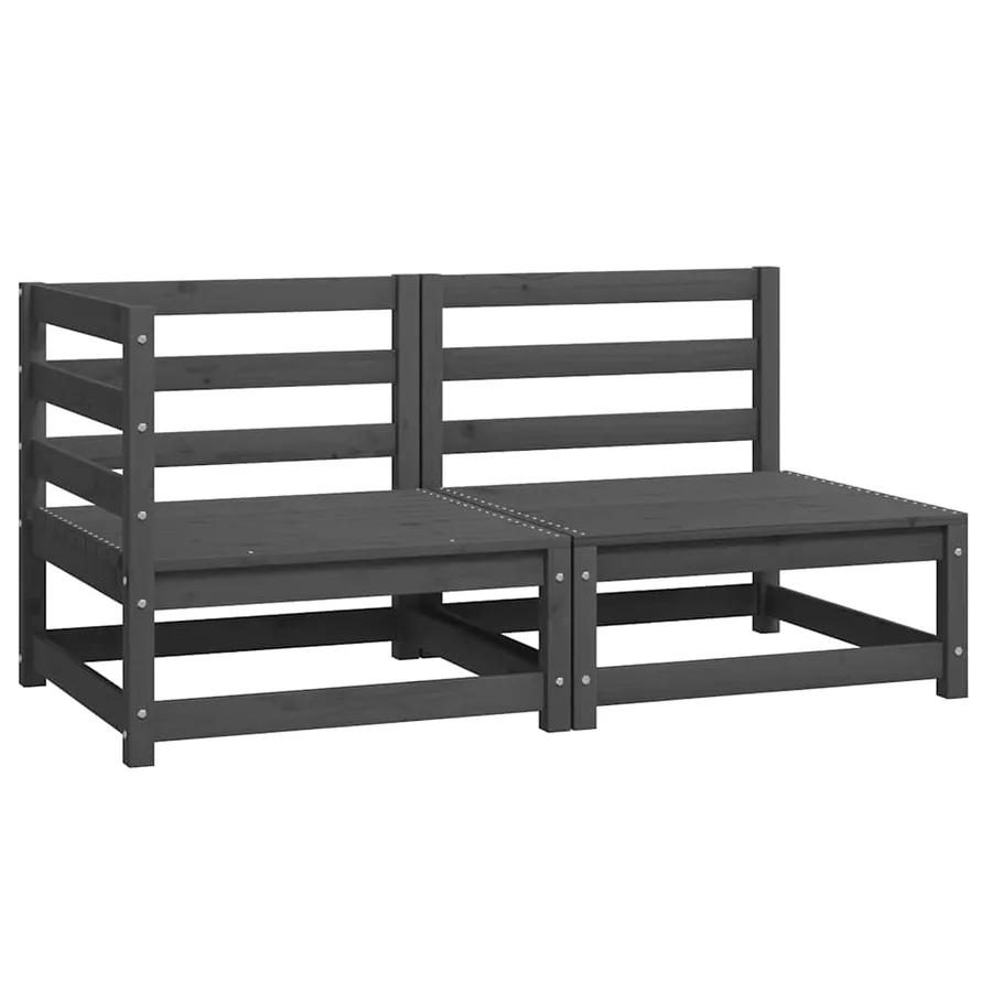 Salon de jardin 2 pcs gris bois de pin massif - 2