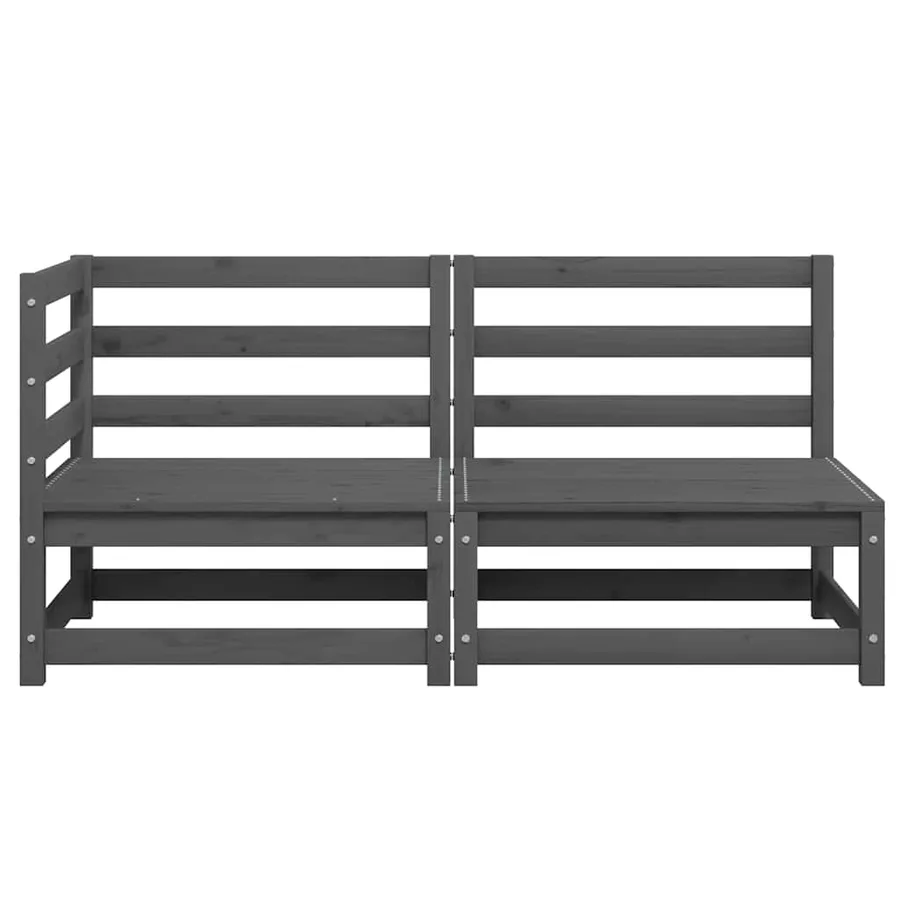 Salon de jardin 2 pcs gris bois de pin massif - 6