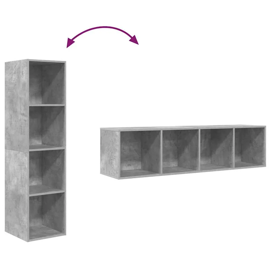 Meuble TV mural Gris béton 37x37x142,5 cm Bois d’ingénierie - 9