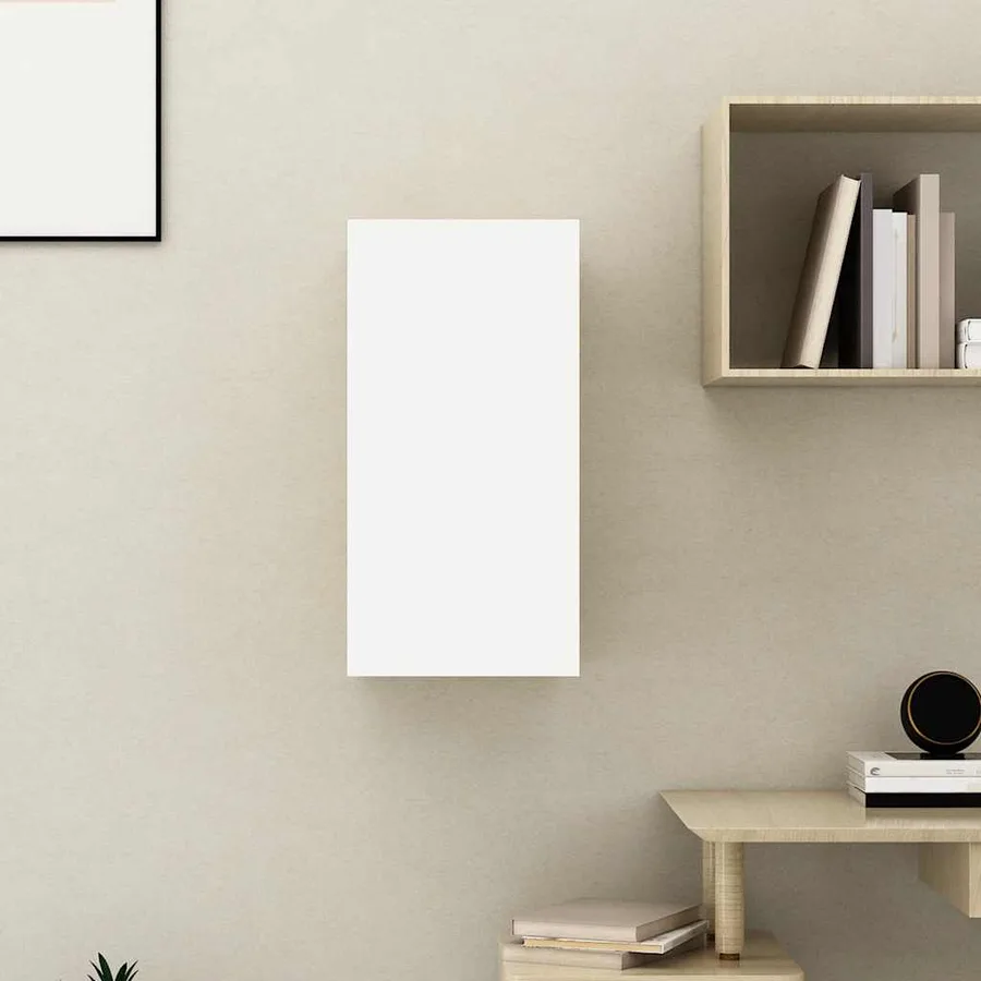 Meuble TV Blanc et chêne sonoma 30,5x30x60 cm Bois d’ingénierie - 6