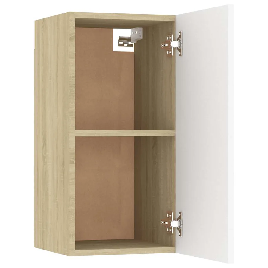 Meuble TV Blanc et chêne sonoma 30,5x30x60 cm Bois d’ingénierie - 9