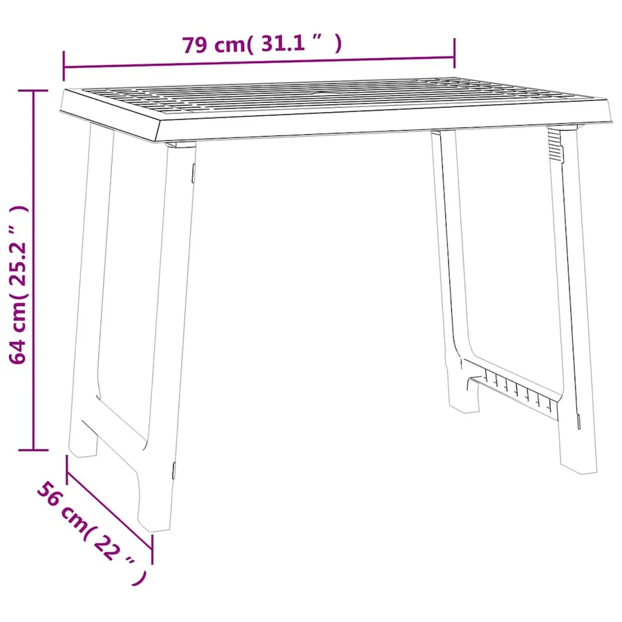 Table de camping anthracite 79x56x64 cm PP aspect de bois - 6