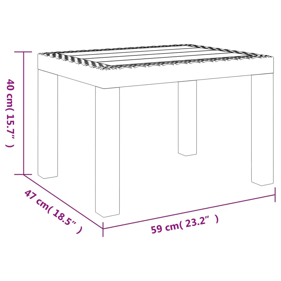 Table de jardin blanc 59x47x40 cm PP - 7