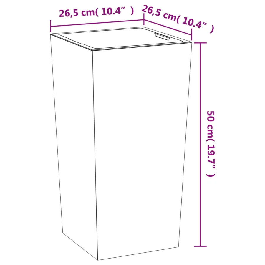 Jardinière et intérieur amovible anthracite PP aspect béton - 7