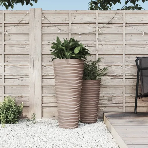 Jardinière et intérieur amovible moka 18/45 L PP aspect rainuré