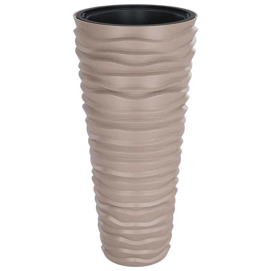 Jardinière et intérieur amovible moka 18/45 L PP aspect rainuré - 2