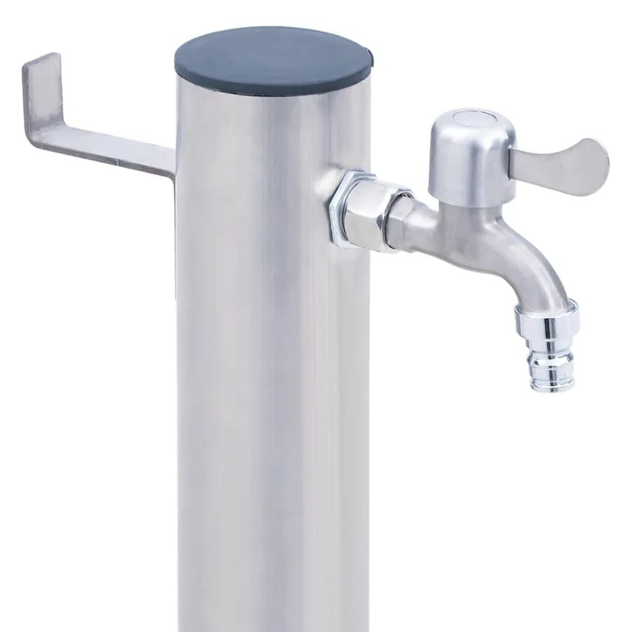 Colonne à eau de jardin 60 cm acier inoxydable rond - 6