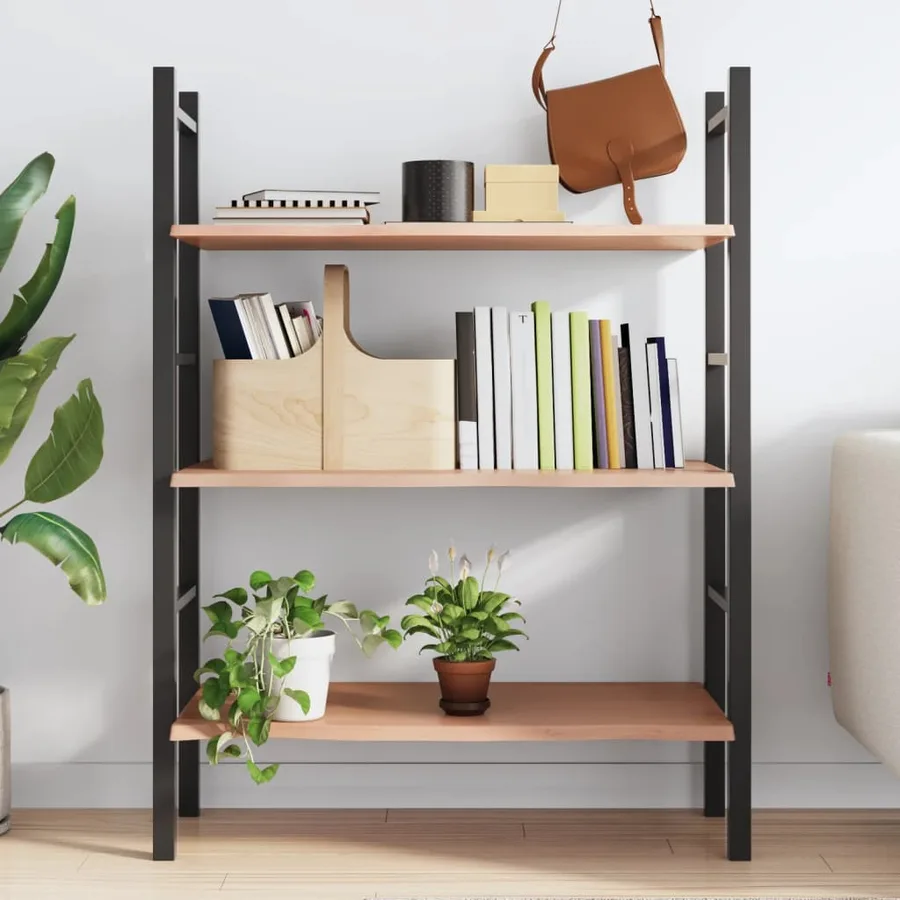 Étagère murale marron clair 100x40x2cm bois chêne massif traité - 3