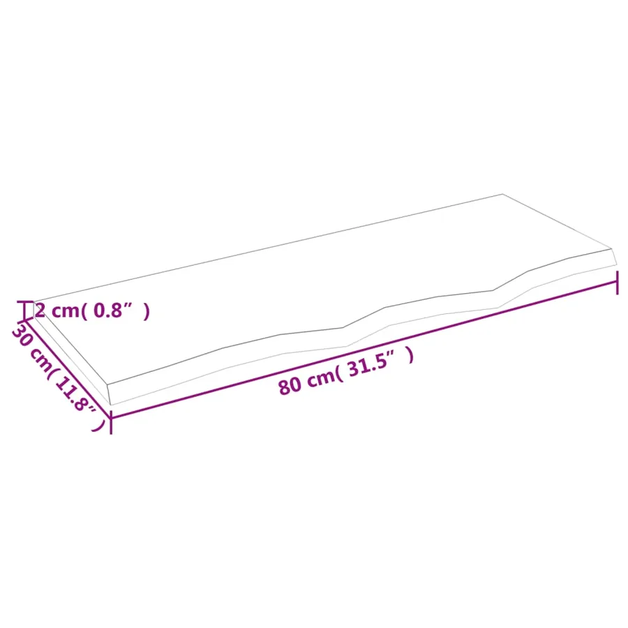 Étagère murale marron clair 80x30x2 cm bois chêne massif traité - 7