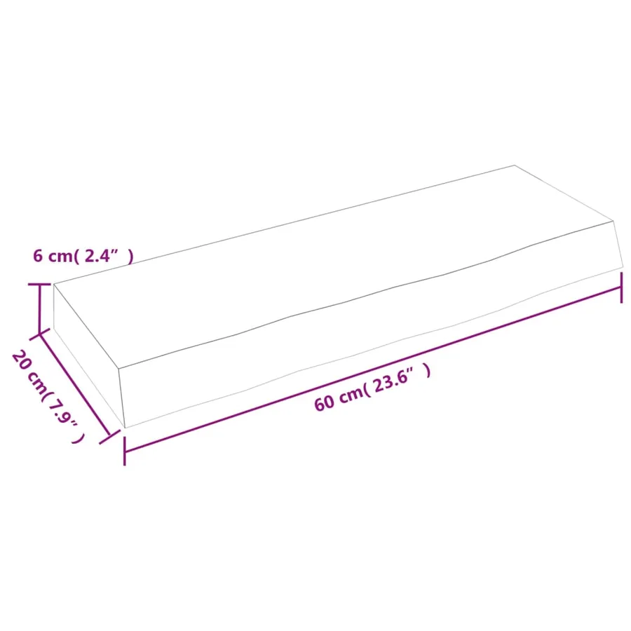 Étagère murale marron clair 60x20x6 cm bois chêne massif traité - 7