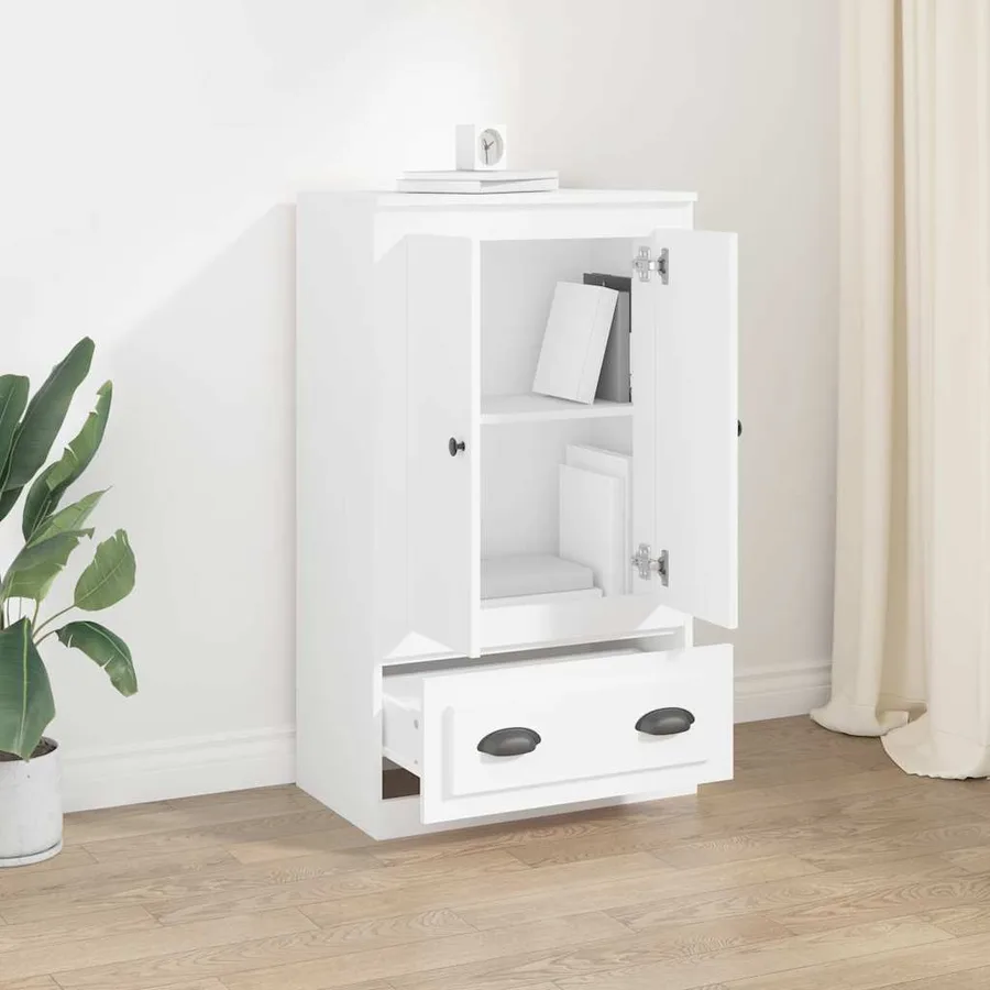 Buffet haut blanc 60x35,5x103,5 cm bois d'ingénierie - 3