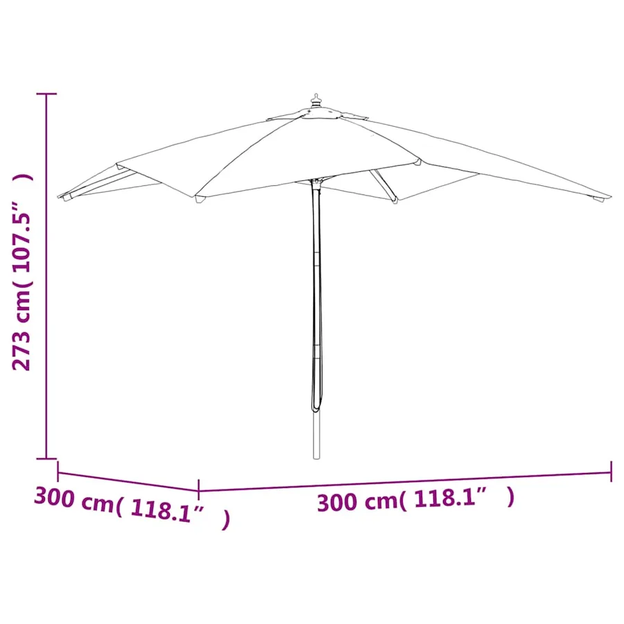 Parasol de jardin avec mât en bois anthracite 300x300x273 cm - 7