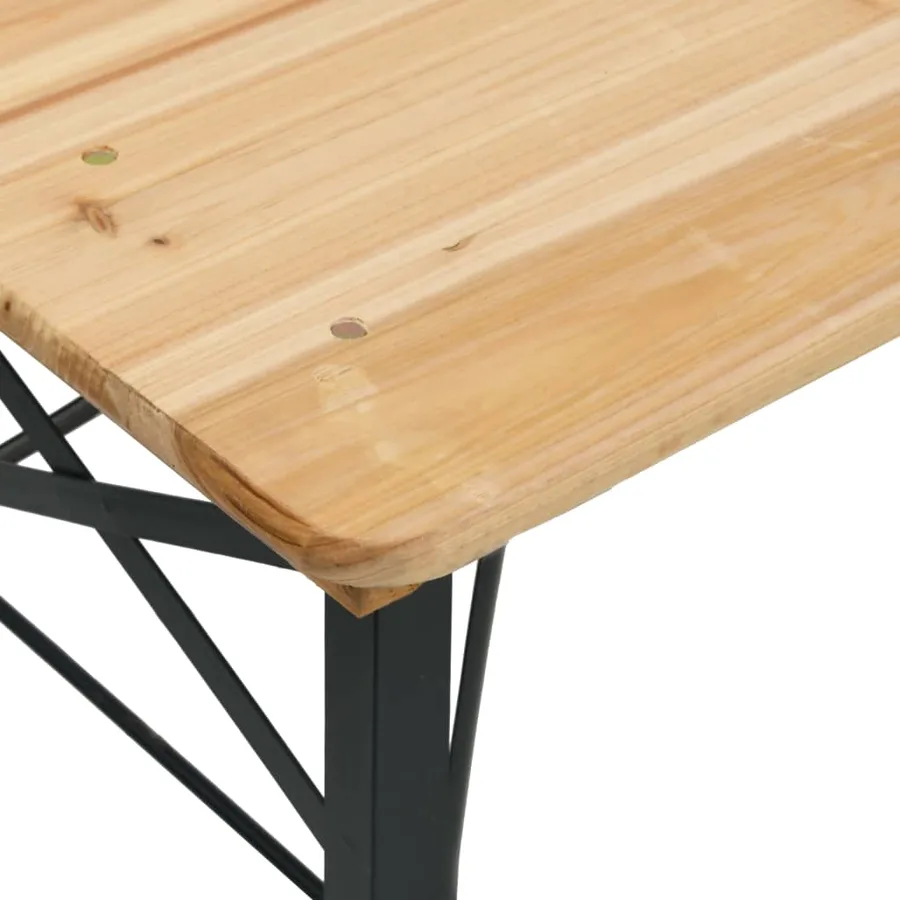 Ensemble de tables à bière pliantes 3 pcs bois massif de sapin - 10