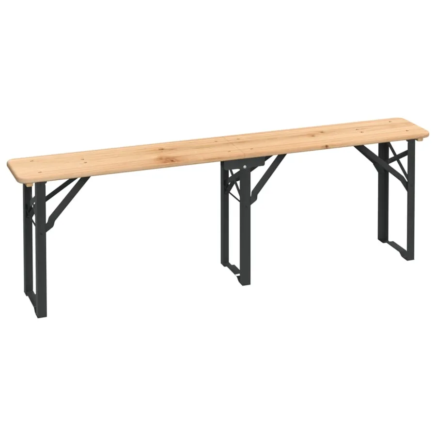 Ensemble de tables à bière pliantes 3 pcs bois massif de sapin - 4