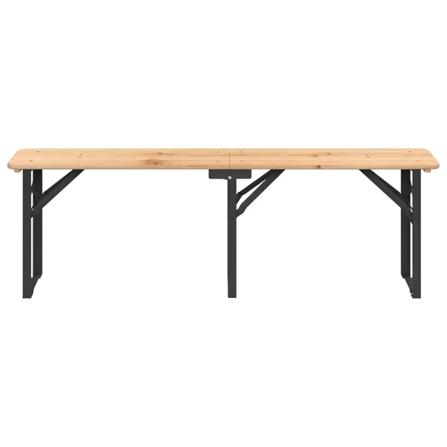 Ensemble de tables à bière pliantes 3 pcs bois massif de sapin - 5