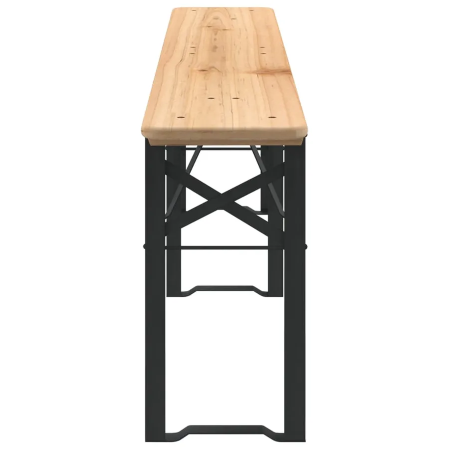 Ensemble de tables à bière pliantes 3 pcs bois massif de sapin - 6