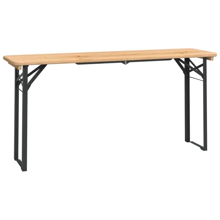 Ensemble de tables à bière pliantes 3 pcs bois massif de sapin - 7