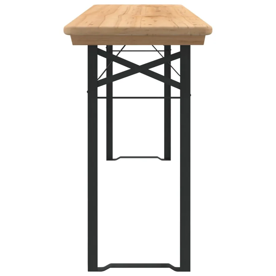 Ensemble de tables à bière pliantes 3 pcs bois massif de sapin - 9