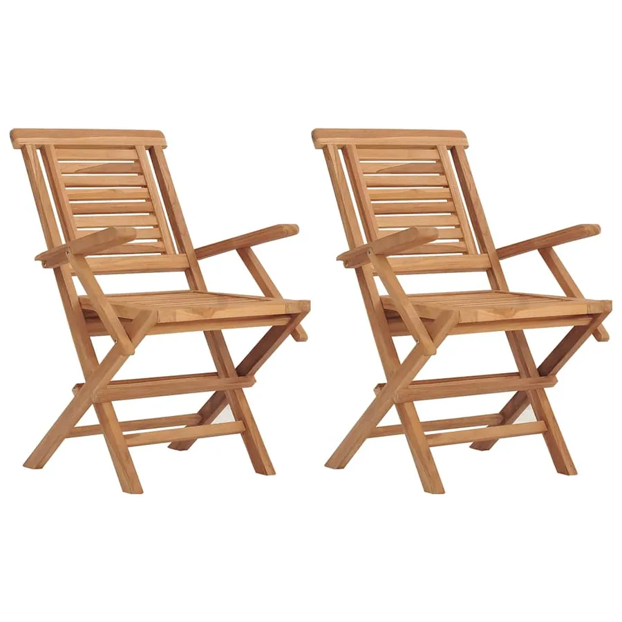 Chaises de jardin pliantes lot de 2 56x63x90cm bois massif teck - 2