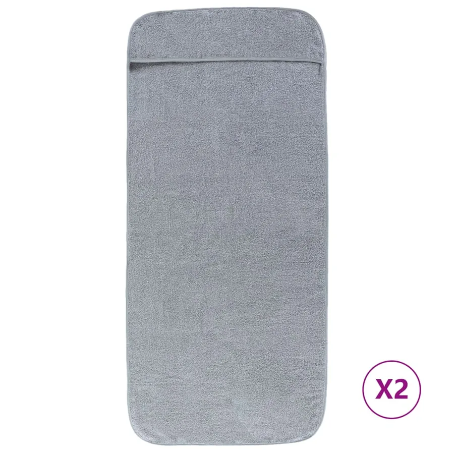 Serviettes de plage 2 pcs gris 75x200 cm tissu 400 GSM - 2