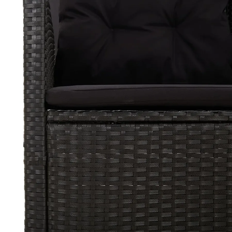 Canapé d'angle inclinable avec coussins Noir Résine tressée - 6