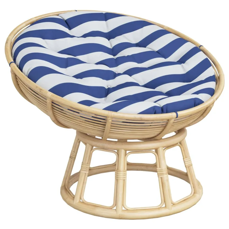 Coussin rond rayure bleue/blanche Ø 100 x11 cm tissu oxford - 3