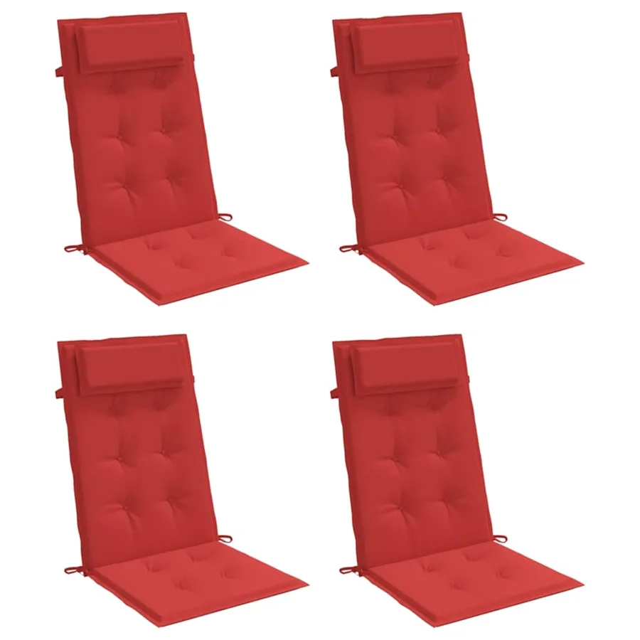 Coussins de chaise à dossier haut lot de 4 rouge tissu oxford - 3