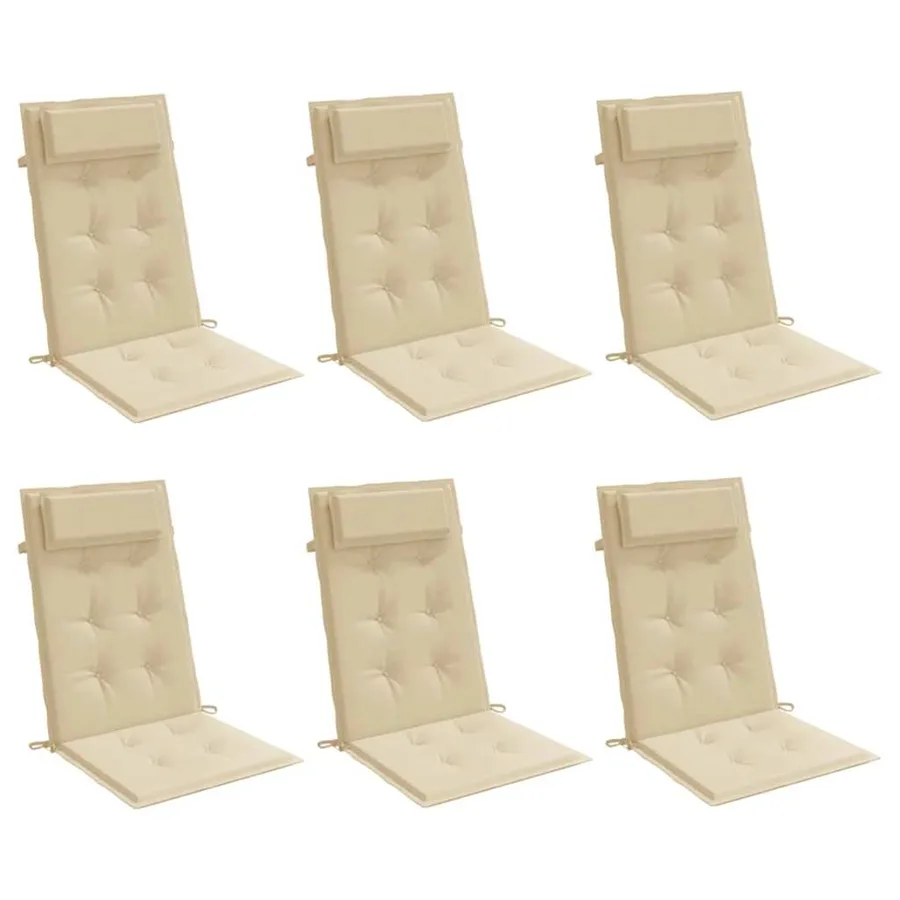 Coussins de chaise à dossier haut lot de 6 beige tissu oxford - 3