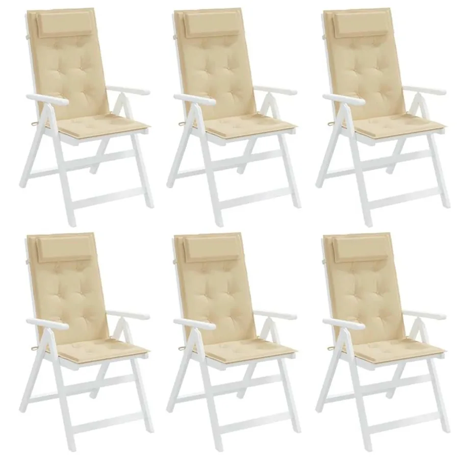 Coussins de chaise à dossier haut lot de 6 beige tissu oxford - 4
