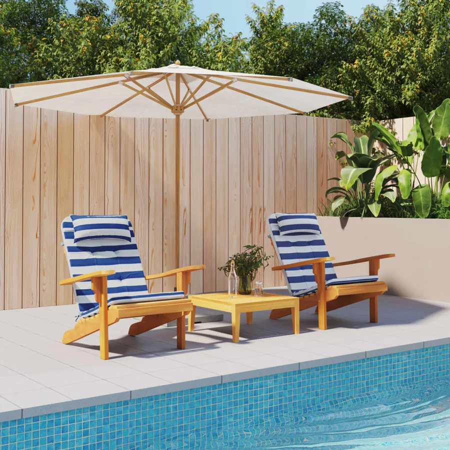 Coussins de chaise adirondack lot de 2 rayures bleu/blanc
