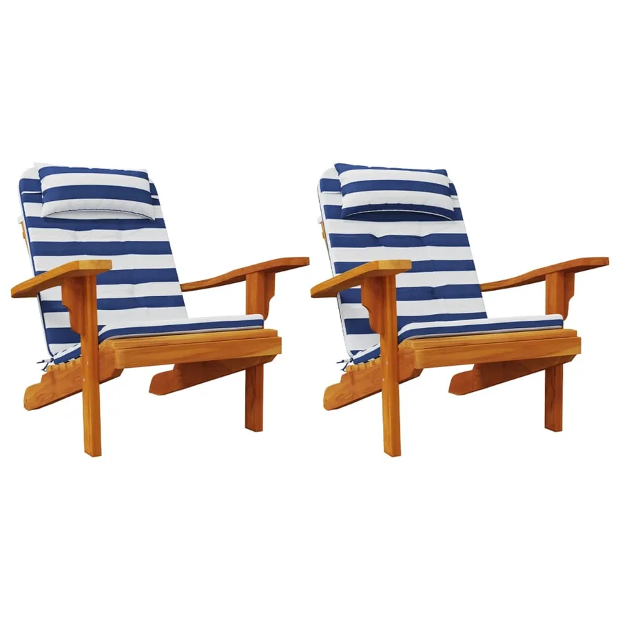 Coussins de chaise adirondack lot de 2 rayures bleu/blanc - 4