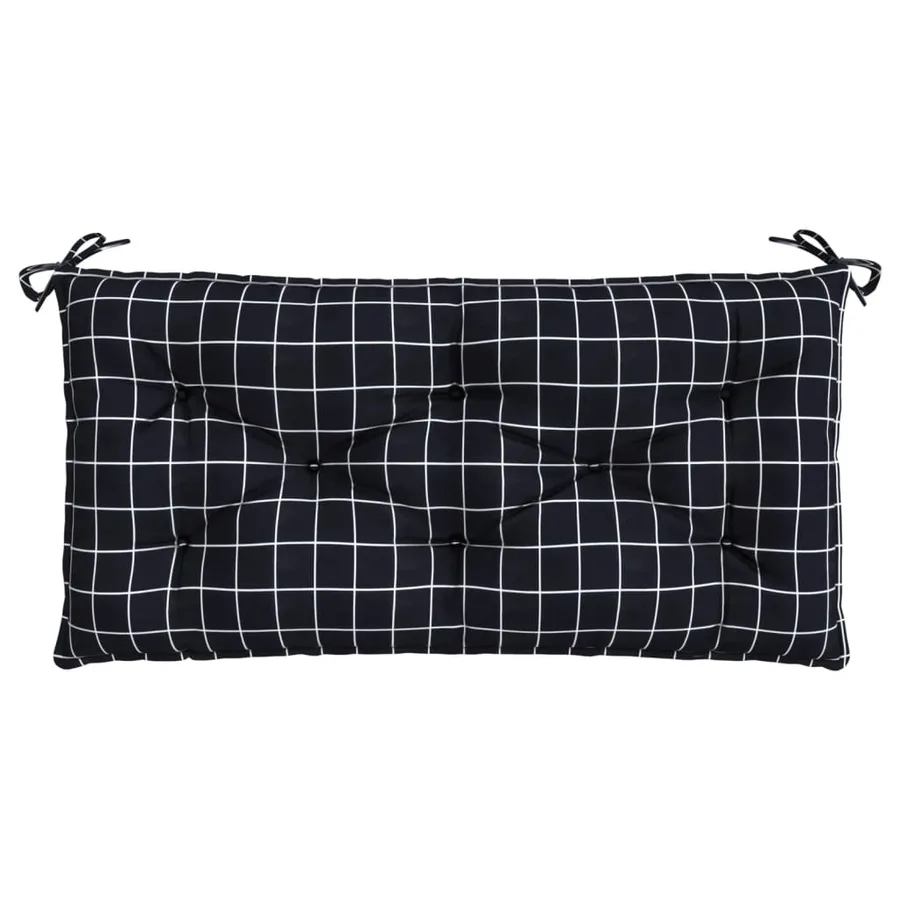 Coussin de banc de jardin carreaux noir 110x50x7 cm tissu - 2